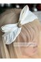 Luxury Crystal Stone Crown Gold Golden Hanging Bulk Ribbon Satin Bow Ribbon Women's Tiara Cream Whitea - 2