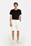 Men's Regular Relaxed Fit Elastic Waist Tied Side Pockets Ecru Bermuda Shorts - 4