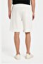 Men's Regular Relaxed Fit Elastic Waist Tied Side Pockets Ecru Bermuda Shorts - 5