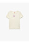 Butterfly Embroidered Cotton Short Sleeve Crew Neck T-Shirt