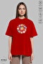 Women's Crew Neck Sea Theme Printed Cotton Oversize Short Sleeve T-Shirt