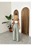 Khaki 100%Cotton Side-Button Wide-Leg Pants - 3508 - 4