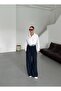 Navy Blue Rope Belt Detailed Design Trousers - 3576 - 3