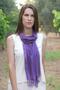Hand Woven Peace Silk Scarf&Kaşkol - Striped - Purple - 2