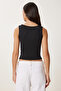 Women's Black Gathered Stretchy Sandy Blouse Fw00015 - 5