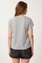 Women's Gray Melange Knitted T-Shirt with Metal Accessories and Ripped Detail Tp00101 - 4