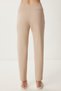 Women's Beige High Waist Woven Trousers Wf00151 - 5