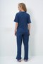 Women's Indigo Blue Crew Neck Short Sleeve T-Shirt and Pants Set Alc-X14069 - 5