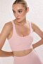 Pembe Fırçalı Soft Kumaş Destekli/Şekillendirici Kalın Askılı Örme Spor Sütyeni THMSS24SS00008 - 2
