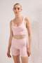 Pembe Fırçalı Soft Kumaş Destekli/Şekillendirici Kalın Askılı Örme Spor Sütyeni THMSS24SS00008