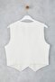 Beyaz Fitted  Keten Görünümlü Kruvaze Kapama Crop Yelek TWOSS25YE00122 - 6