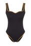 Black Color Blocky Ribbed Square Neck Covered Brazilian Swimsuit Tbess25Ma00118 - 5