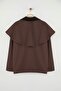 Brown Shoulder and Collar Detail Cape Oversize Slim Plus Size Jacket Coats Twoaw26Aw00013 - 8