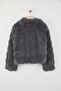Gri Oversize Kalıp Kürk Mont TWOAW26MO00105 - 9