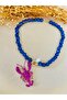 Navy Blue Beads Pink Lobster Necklace 45 cm + 5 cm Extension Share - 4