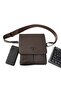 Men's Brown Luxury Cross Strap Shoulder Bag Clamshell Messenger Bag - 2