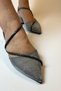 Women's Low Heeled Stone Shiny Platinum Ballerina Evening Dress Shoes - 2