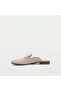 Powder Pink Genuine Leather Women's Slippers - Flat Sole Stylish Daily Model - 2