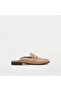 Biscuit Color Genuine Leather Women's Slippers – Modern Design with Flat Bottom