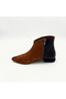 Genuine Leather and Suede Women's Boots – Dark Brown & Tan - 3