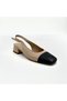 Genuine Leather Beige-Black Color Low Heeled Women's Shoes – Stylish and Comfortable - 4