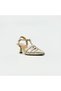Gold Color Genuine Leather T-Strap Heeled Shoes – 6 cm Thin Heel - 4
