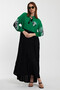 Women's Green Judge Collar Embroidered Color Block Long Length Shirt Dress Bcvl-24996 - 7