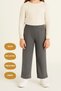 Elastic Waist Smoked Girls' Sweatpants - Comfortable Wide Leg Thick Fabric 7-8-9-10-11-12-13-14 Years Old