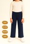 Elastic Waist Indigo Girls' Sweatpants - Comfortable Wide Leg Thick Fabric 7-8-9-10-11-12-13-14 Years Old