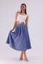Women's Skirt Midi Skirt Hijab Skirt Women's Skirt Flared Front Pleated Skirt Back Elastic Waistband Blue - 4