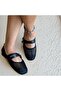 Black Mesh Women's Square Toe Cross Strap Daily Comfortable Ballerinas - 2