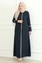Embroidered Zippered Ferace Crepe Fabric Ferace - 6