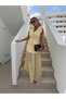 Women's Yellow Summer Knitwear Vest Chiffon Detailed Skirt Double Set - 5