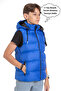 Boy's Removable Hooded Printed Lined Seasonal Puffer Vest with Pockets