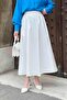 White Flared Linen Skirt - Pocket Detail - 2