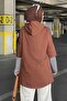 Bitter Brown Hooded Sweat - Stripe Detailed Sleeve - 3