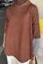 Bitter Brown Hooded Sweat - Stripe Detailed Sleeve - 4