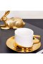 Opus Gold Gilt 100 ml 2-Person Porcelain Coffee Cup Set White Purebone-56 - 3