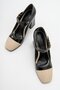ANTE Black Patent Leather Thick Heeled Buckle Women's Shoes - 3