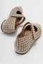 TOWN Beige Houndstooth Velcro Casual Ballet Shoes - 5