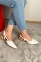 Women's Tena White Skin Open Back Pointed Toe Daily Ballerinas - 3