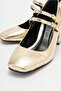 Roya Gold Metallic Double Buckle Heeled Women's Shoes - 2