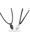 Gray Black Two Pieces Magnet Double Heart Lover Metal Necklace Jewelry - 2