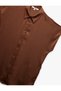 Aerobin Fabric Classic Collar Sleeveless Buttoned Satin Shirt - 5