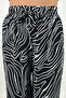 Black Patterned Viscose Draped Palazzo Trousers - 5
