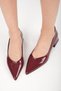 Marie Burgundy Color Patent Leather Short Heeled Women's Shoes - 5