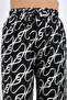 Black Patterned Viscose Draped Palazzo Trousers - 4