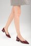 Marie Burgundy Color Patent Leather Short Heeled Women's Shoes - 6