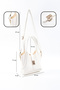 White Shk187 Faux Leather Hand, Arm and Shoulder Bag with Lock Detail and Adjustable Strap - 4