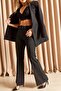 Women's Black High Waist Flared Trousers - 2